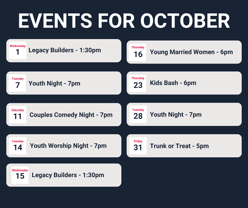 OCTOBER Events OCTOBER Events